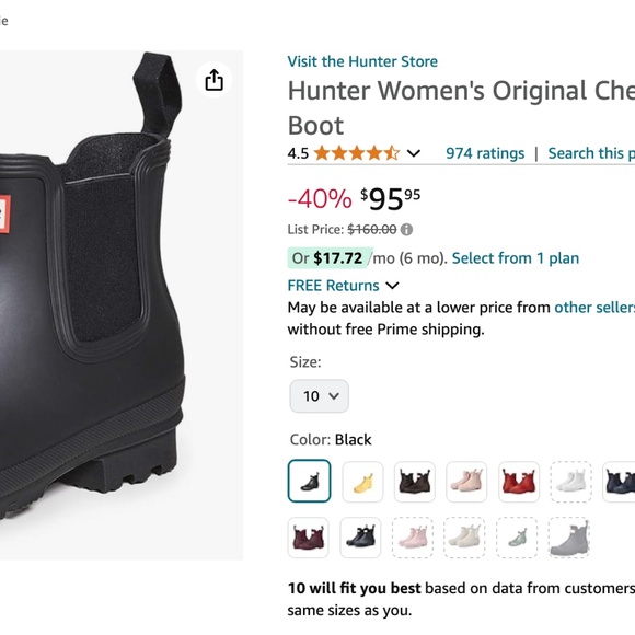 Hunter Chelsea Rain Boots (Black) - Picture 2 of 2